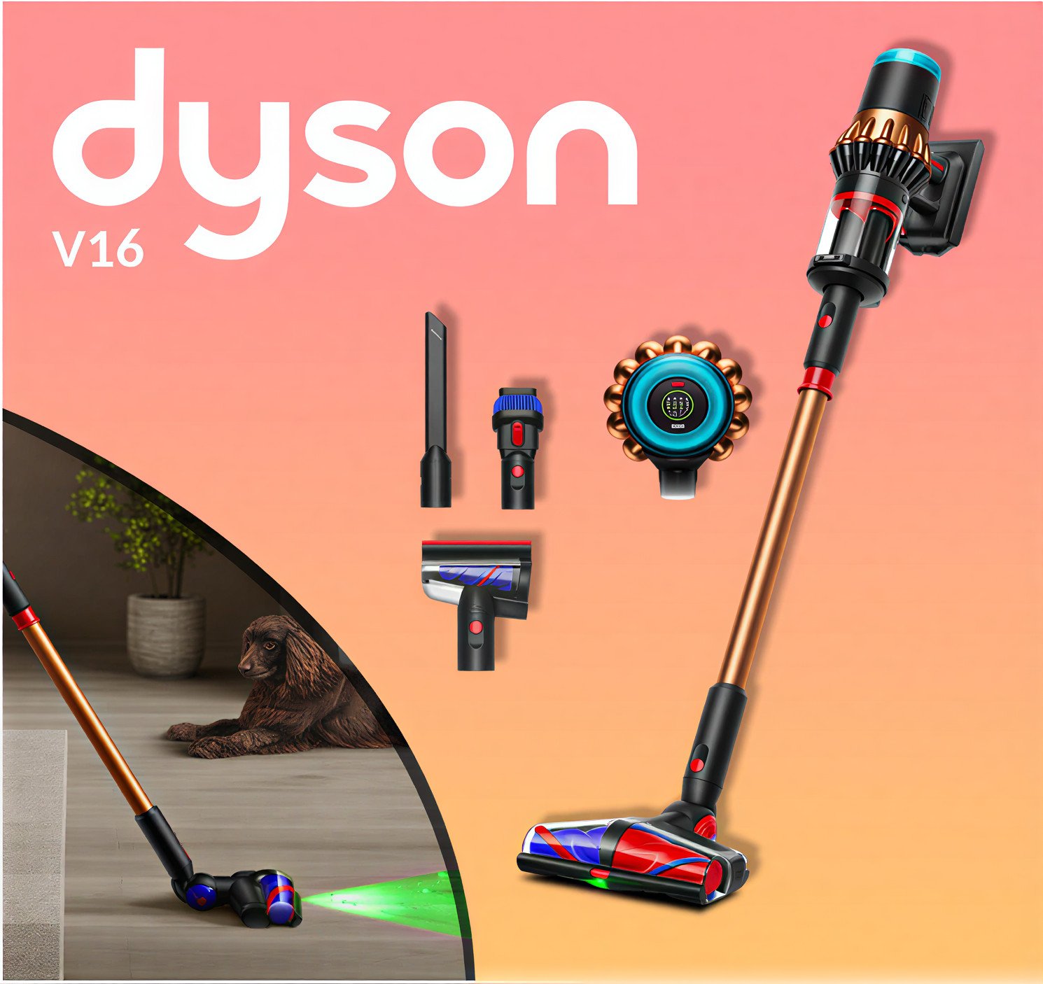 Dyson V16 Piston Animal Submarine Vacuum Cleaner (Matte black/Copper)- International Version - Image 3
